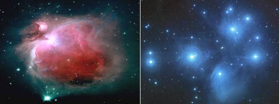 Nebulosa de Ori�n (rojo) y la Constelaci�n de Taurus (azul)