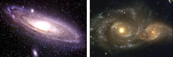 Galaxia se Andr�meda M31, Foto Lanoue, y Galaxias Espirales NGC-2207 y IC-2167, NASA